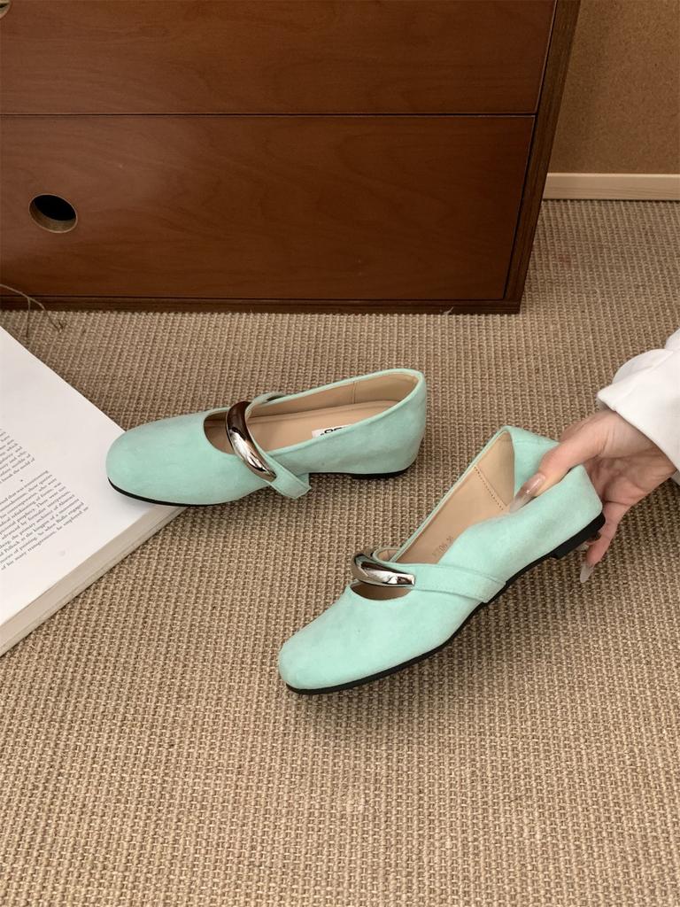Korean French Gentle Evening Breeze Shallow Mouth Small Single Shoes Women's Spring and Summer 2025 Fashion Metal Buckle Mary Jane Shoes