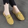 Fashion Women's Mules Slippers and Ladies Sandals Leather Rhenstone Shoes Low Heel Top Designs Slides Easy Wears Casual Summer Sale Shoe