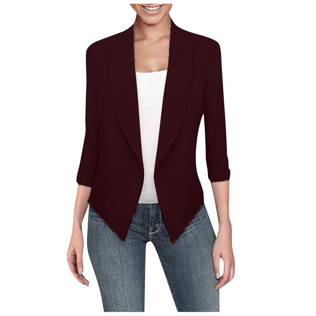 Женский Тонкий Женский Пиджак с Лацканами и Длинными Рукавами, Костюм, Приталенный Кардиган, Повседневные Топы