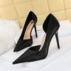 Fashion Women High Heels Elegant Pumps Green Serpentine Leather Shallow Pointy Toe Wedding Stiletto Heels Nightclub Prom Shoes 1363-1