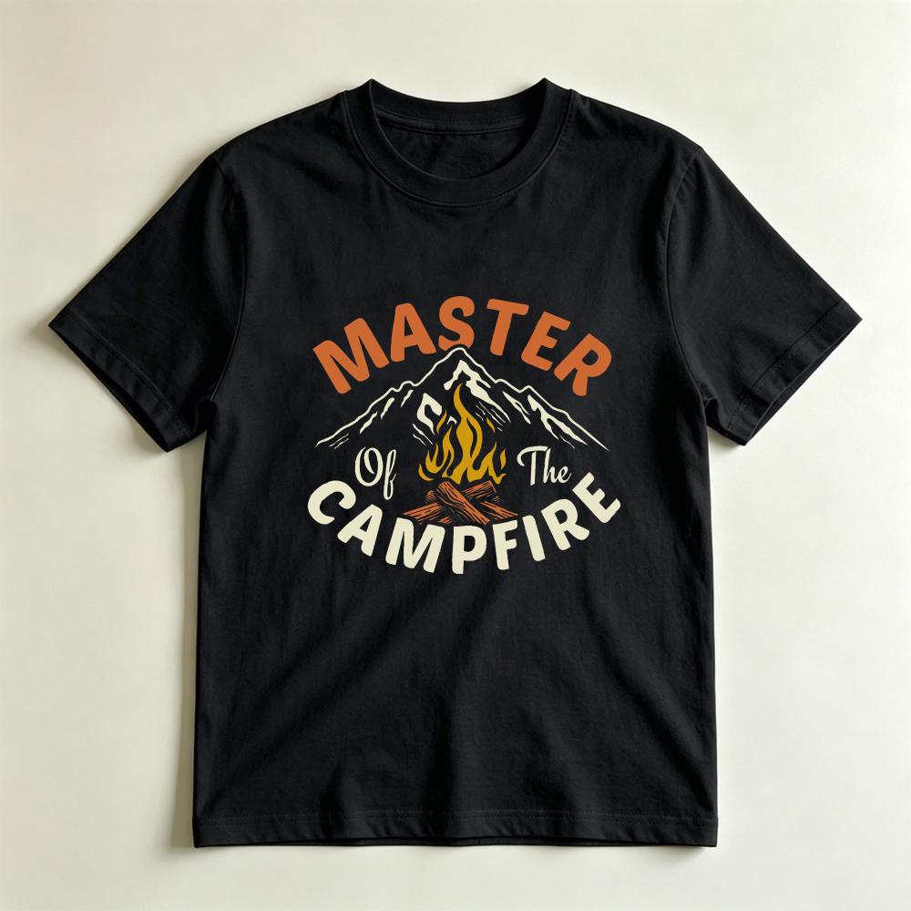 Master Of The Campfire Funny Camping Casual Graphic TShirt Humorous Outdoor Adventure Casual Shirt Unisex Unisex Cotton Tshirt
