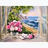 Полный круглый дрель 5D DIY Алмазная картина "Цветочный подоконник" Вышивка крестиком 3D Домашний декор