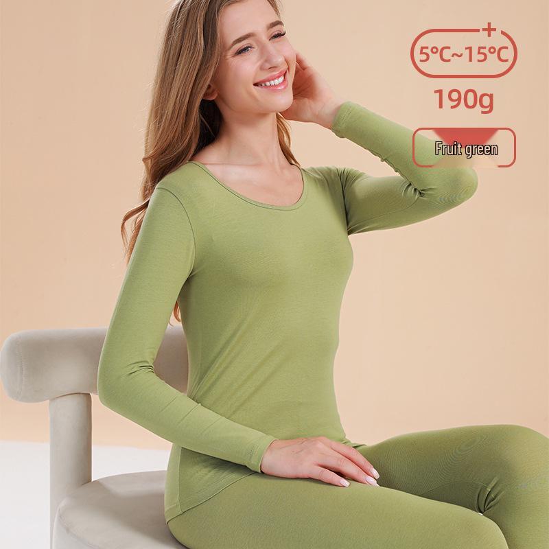 Унисекс Хлопковый Комплект Теплого Белья Облегающего Кроя с Круглым Вырезом - Большой Размер, Осень/Зима