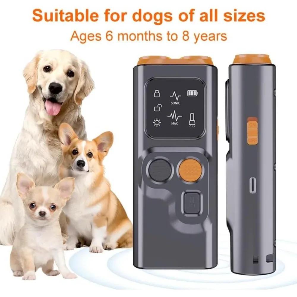 New Dog Training Device,Rechargeable Anti Dog Bark Stop-Barking Deterrent Device,Pet Dog Repeller Ultrasonic with LED Flashlight