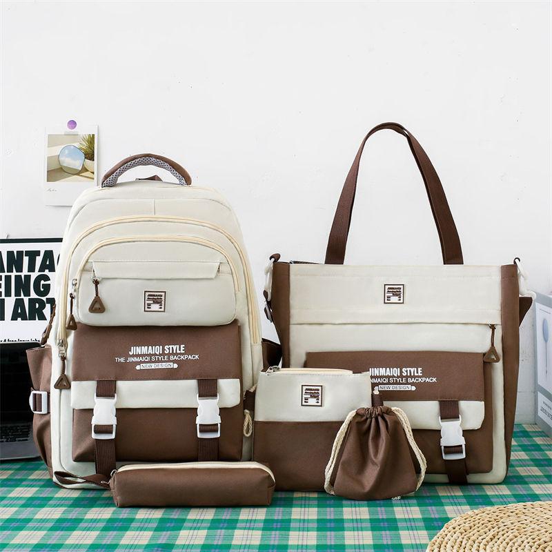 Набор из 5 школьных рюкзаков для студентов Начало учебного сезона Корейская мода Рюкзаки для средней школы Большая вместимость Набор из двух сумок