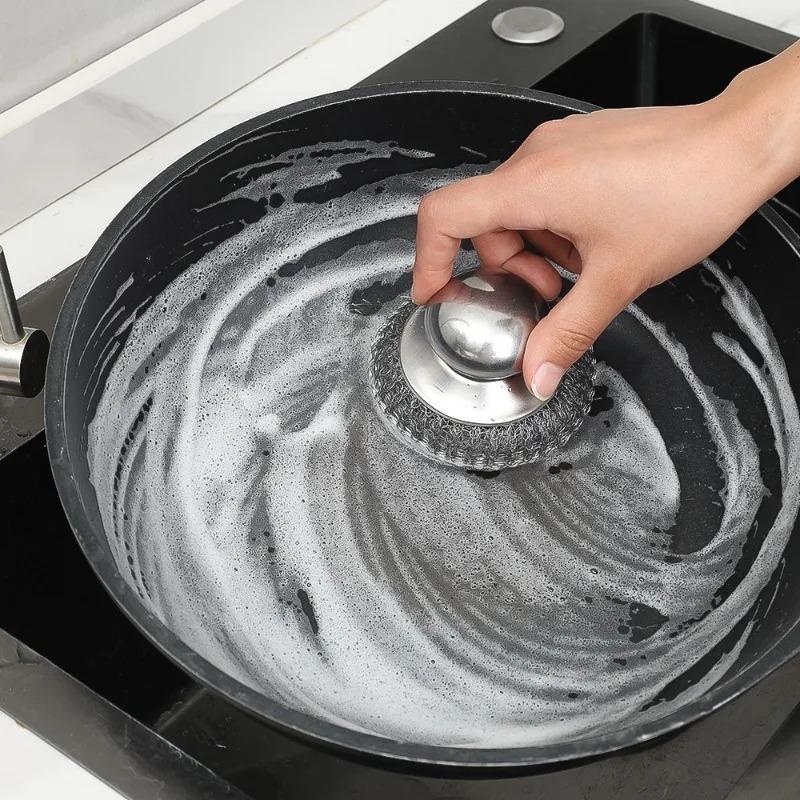 5/3/1 шт. кухонная щетка для кастрюль из нержавеющей стали с ручками для мытья посуды проволочный шарик прочный металлический скребок домашний инструмент для чистки кастрюль