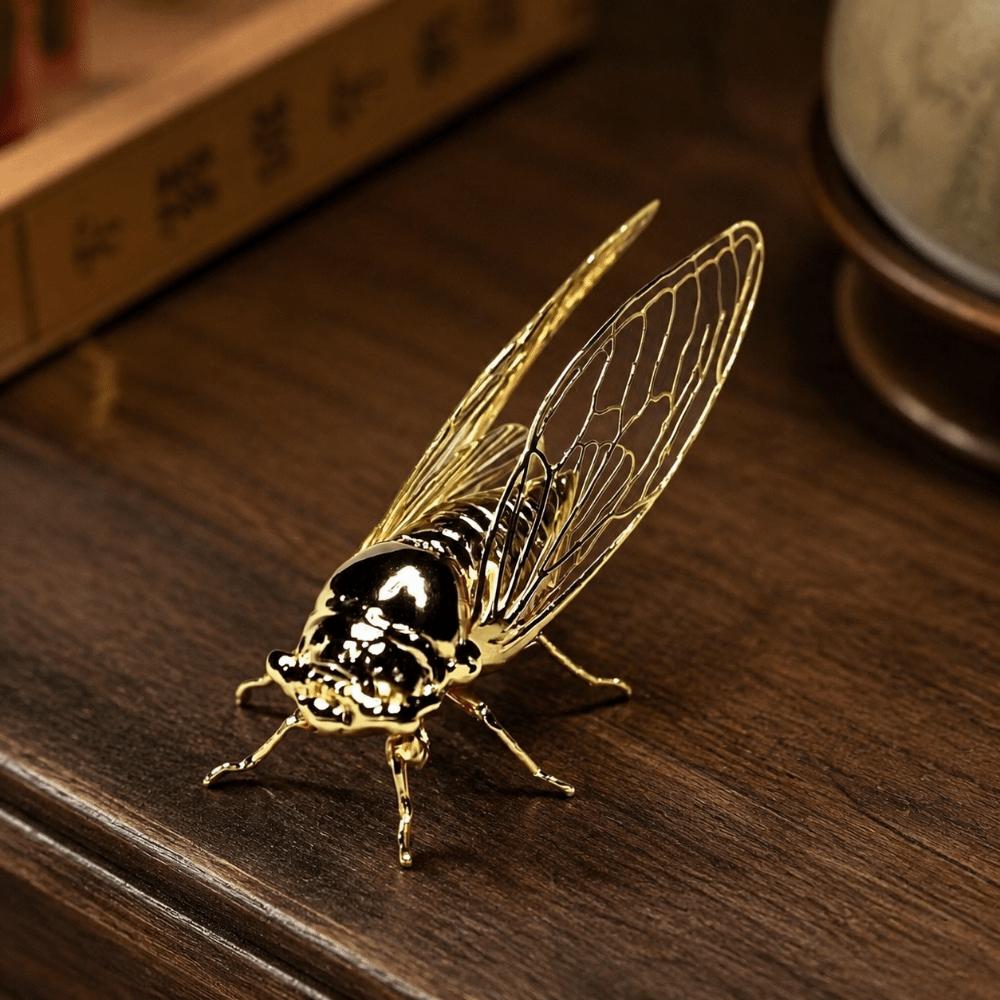 Exquisite Zinc Zinc Alloy Animal Statue Mini Vintage Insect Sculpture Creative Cicada Figurine Tea Ceremony