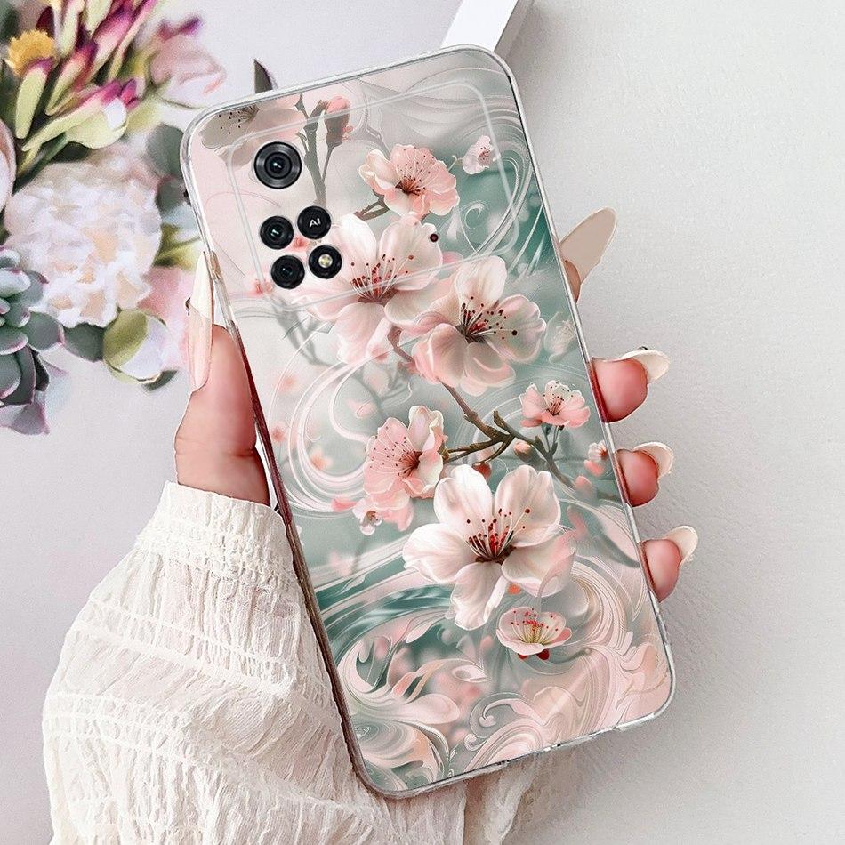 Для Xiaomi Poco M4 Pro Элегантный Цветочный Бабочка Чехол для Телефона Для Xiaomi Poco M4 5G PocoM4 Pro 5G 4G Мягкий Силиконовый ТПУ Чехлы
