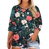 Женская модная повседневная футболка с принтом, круглым вырезом и рукавами 3/4
