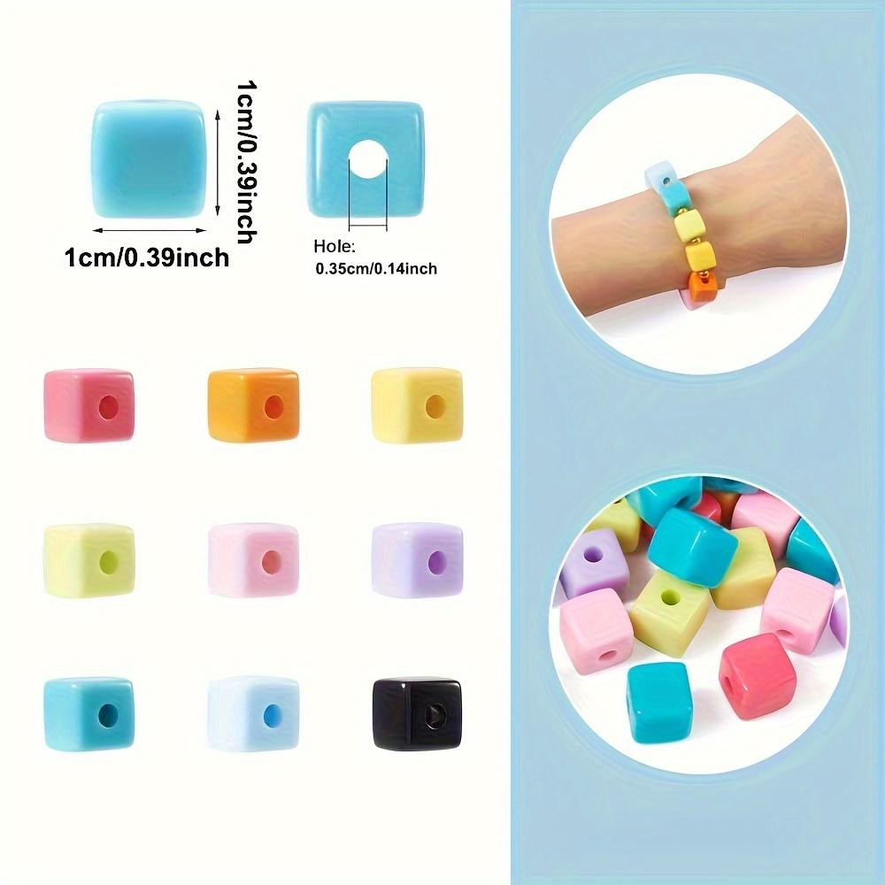10/20/40 шт. Пастельные акриловые кубические бусины для изготовления браслетов, квадратные разделительные бусины конфетного цвета, ассорти из радужных кубических бусин в виде пони, оптом для изготовления ювелирных изделий