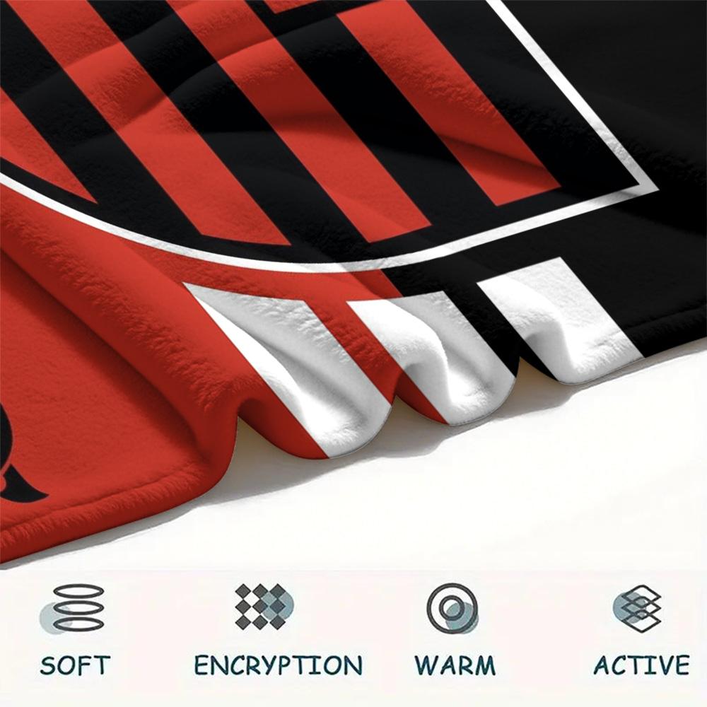 Flamengo Football Club Crest Red Black Stripe Print Flannel Blanket Brazil Soccer Fan Soft Throw Blanket Sofa Bedroom Travel Home Decor