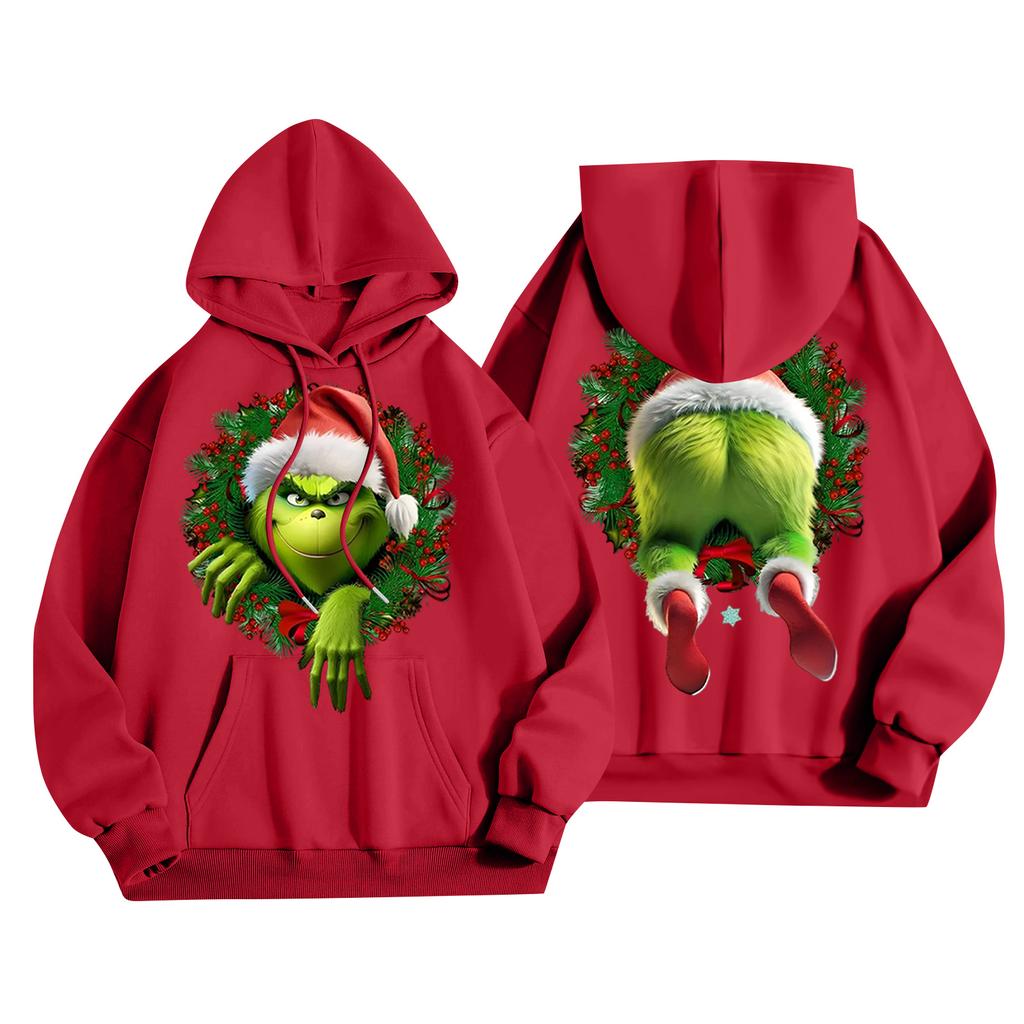 Женская повседневная модная толстовка с капюшоном и карманами с рождественским принтом букв