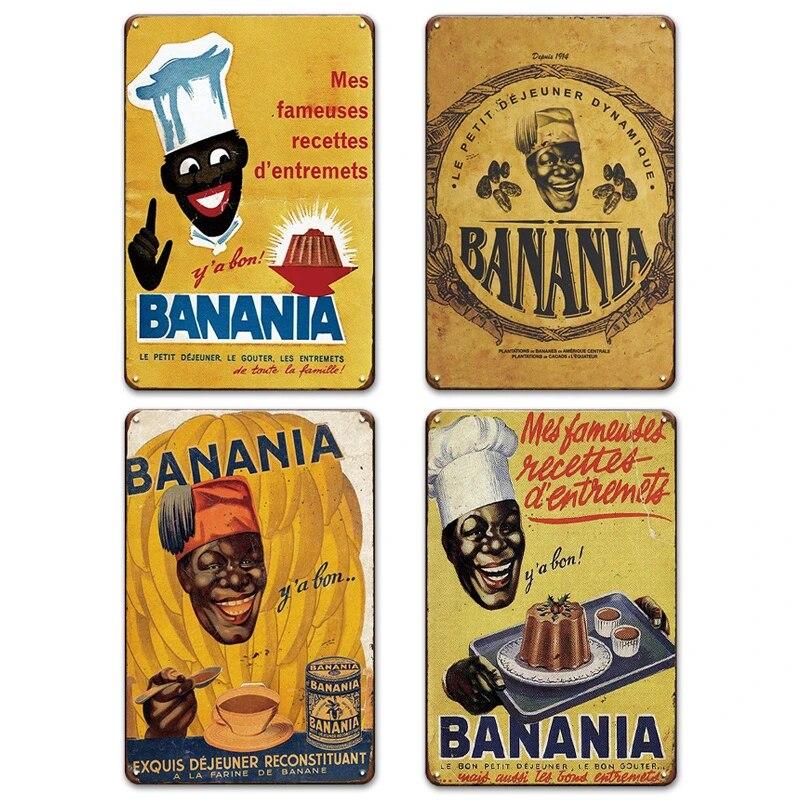 France BANANIA Metal Sign Wall Poser Funny Tin Painting Plaque Retro Vintage Decorative Iron Painting PUB Room Hotel Decor