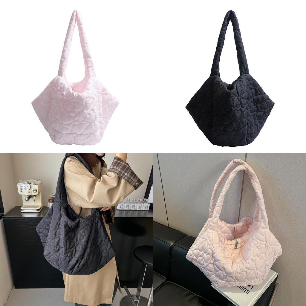 Solid Color Heart Shaped Design Large Capacity Shoulder Bag For Daily Commutes And Casual Outings