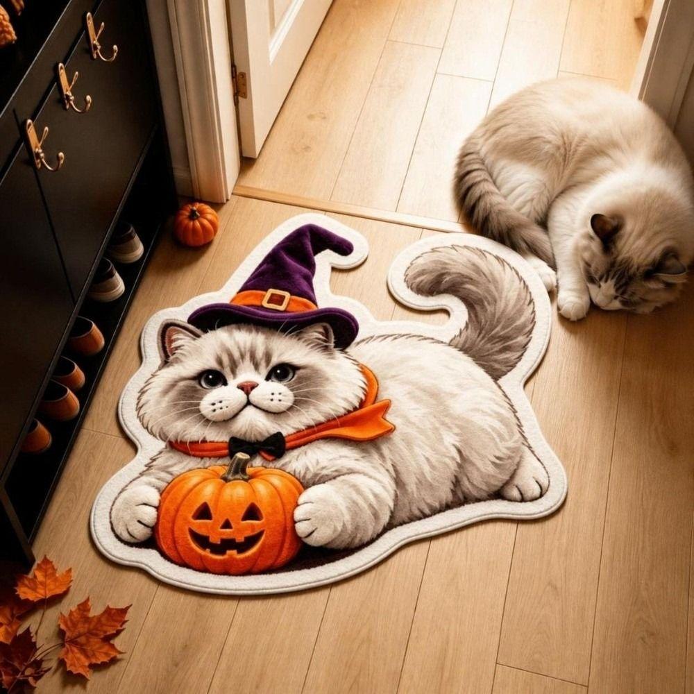 Non-Slip Halloween Cat Doormat Soft Floor Rug New Bathroom Mat Floor