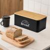 Bread Box Kitchenware Bin with Bamboo Lid for Pantry Farmhouse Bakery Cookies