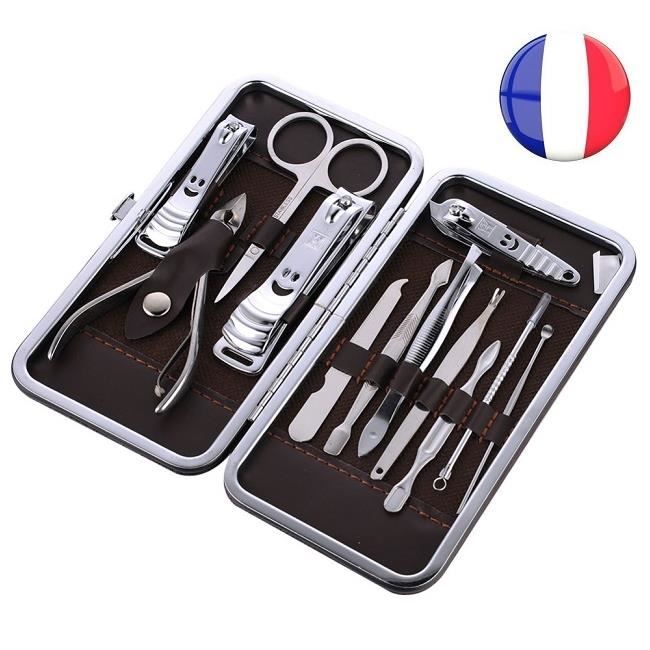 SIMPLISIM: Set Trousse Manucure 12 Pièces Pedicure Manicure Kit Coupe Ongles Pince comédons