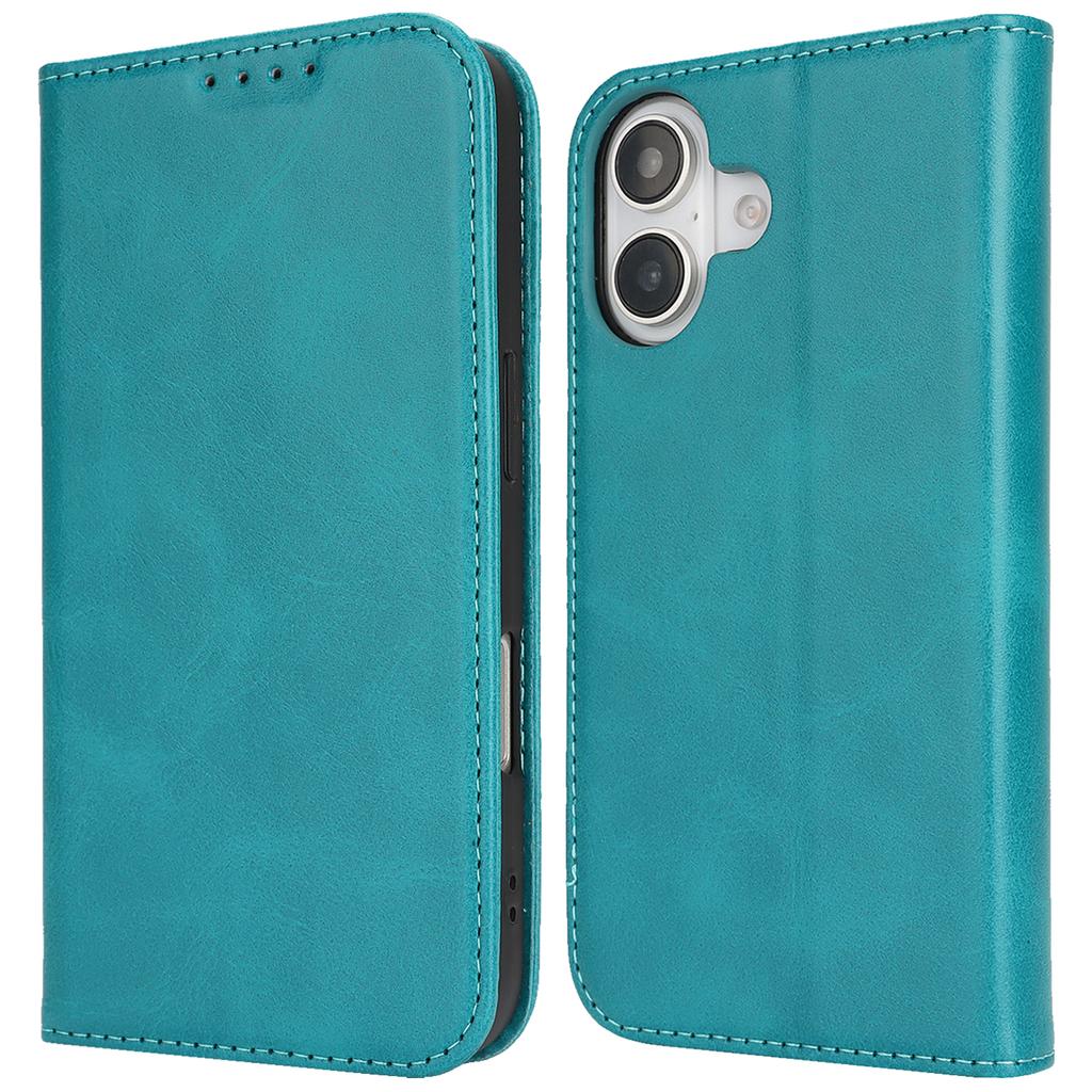 For iPhone 17 Case PU Leather Calf Textured Magnetic Closing Smart Phone Cover