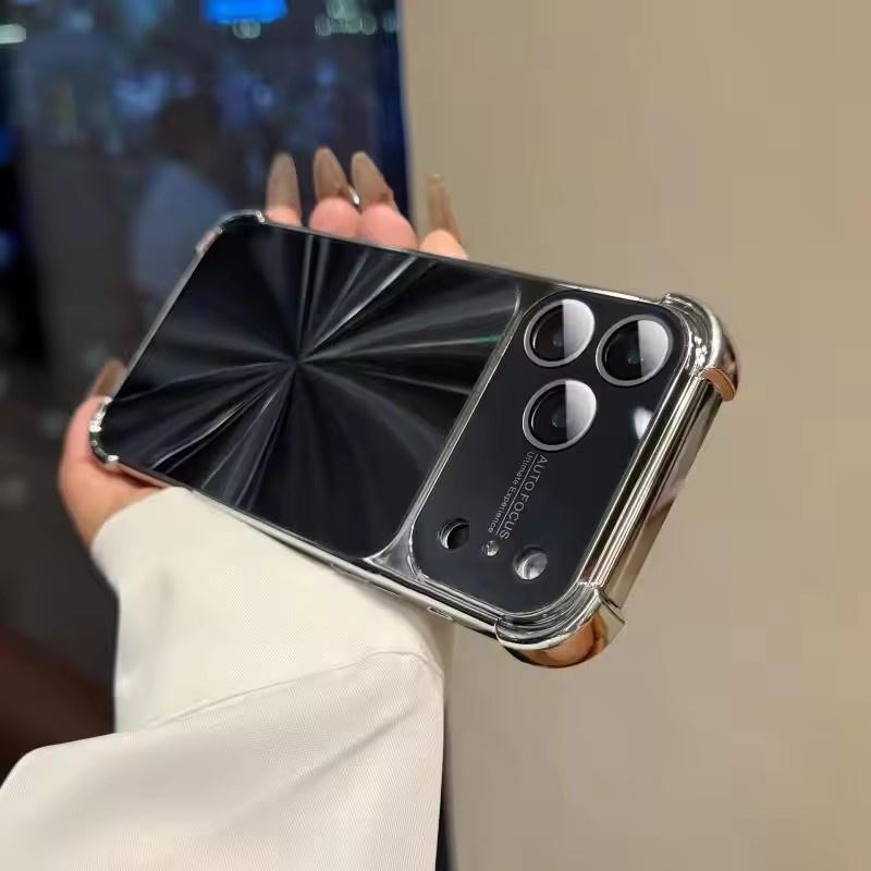 Роскошный чехол с покрытием, текстурой CD, лазерной эстетикой для iPhone 17 Air 16 15 14 13 Pro Max Plus, ослепляющий, цвета Аврора, броня, противоударная крышка
