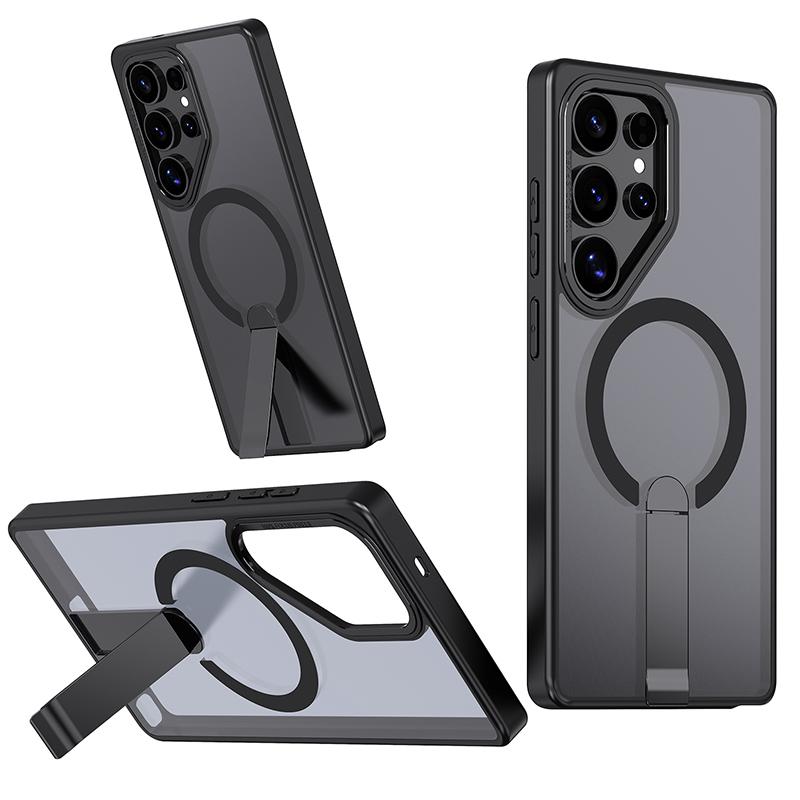 Металлический бампер для беспроводной зарядки Magsafe, чехол для телефона для Samsung Galaxy S25 Ultra S23 S22 S24 Ultra FE Plus, жесткая задняя крышка из ПК