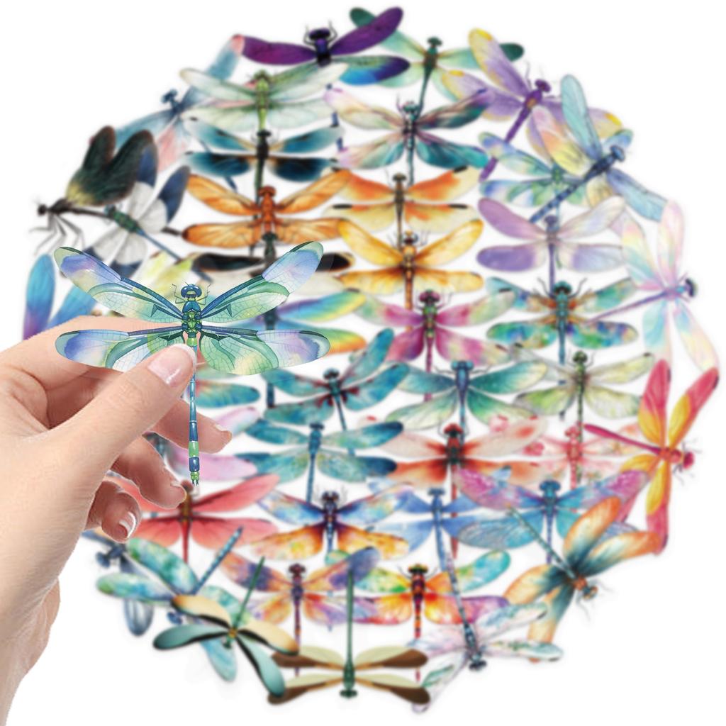50 Transparent Cartoon Dragonfly Sticker Pack Waterproof Transparent PET Manual Material Decorative Guitar Notebook