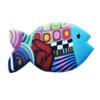 [R6417] - Artisanal Brooch 'Columbine & Harlequin' Blue Multicolor (fish) - 45x30mm