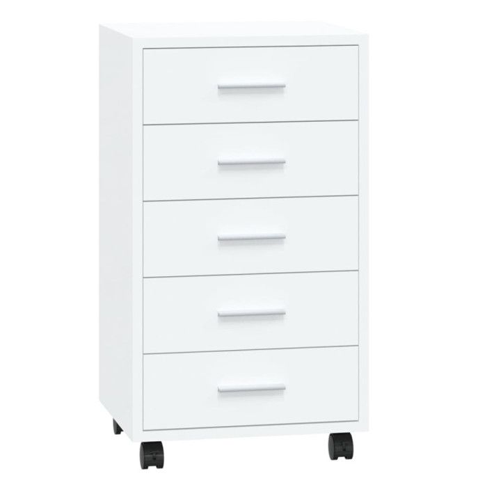 342673 vidaXL Chest of Drawers with Castors High Gloss White Engineered Wood
