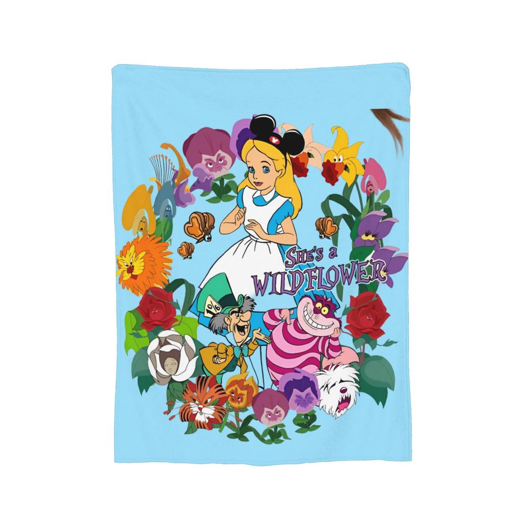 Alice In Wonderland  Knitted Blanket  Plush Throw Blanket Bed Sofa Decoration Soft Warm Bedsprea,