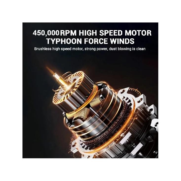 450000RPM Turbo Fan Brushless Motor with LED Light 6000mAh With Charging Display Air Blower Portable Vacuum Cleaner Car Dry