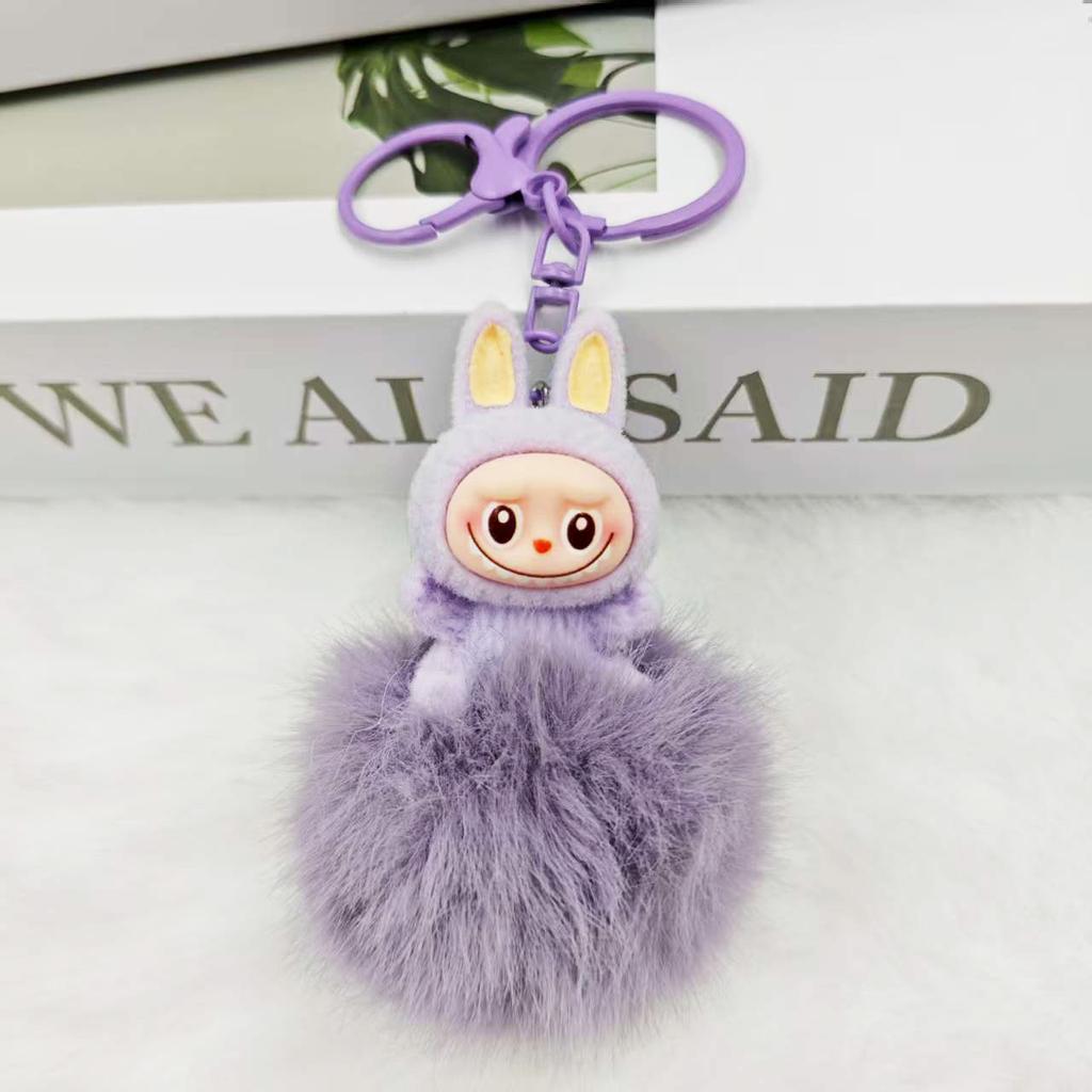 Flocking Fur Ball Keychain Pendant, Car Pendant, Girl Backpack Pendant.