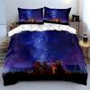Starry Night Camping Scene Bedding Duvet Cover Set Duvet Cover Pillowcases  (1*Duvet Cover 2*Pillowcases, without duvet insert)