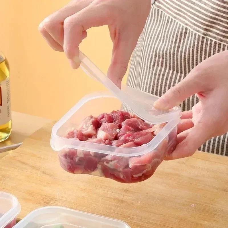 1/10PC Small Food Preservation Boxes Refrigerator Frozen Meat Vegetable Fresh-Keeping Box Transparent Kitchen Sealed Storage Box 2