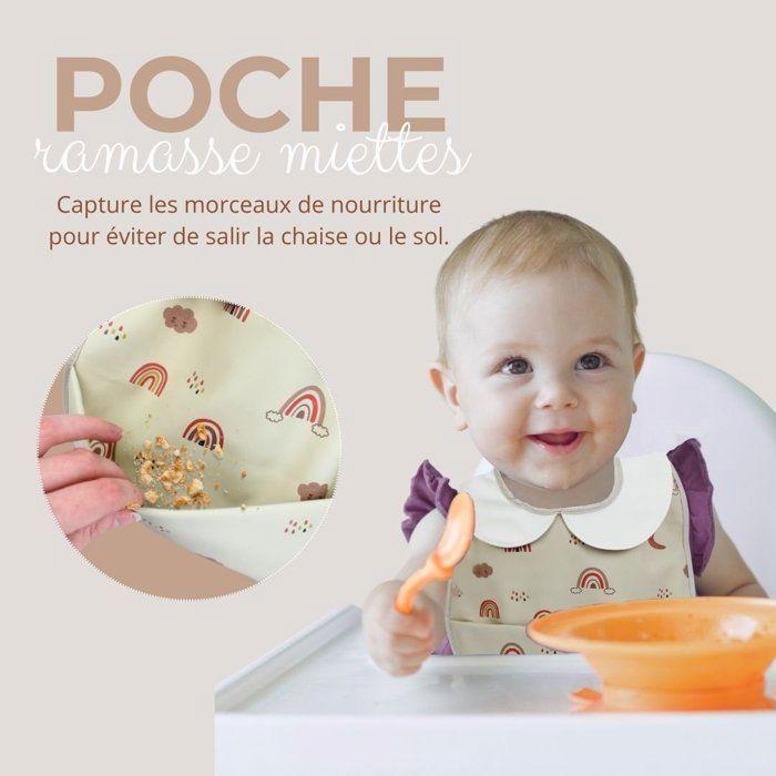 Hello Hippo - Lot de 3 Bavoirs Col Claudine Imperméables avec Poche Récupératrice – Protection Élégante pour Bébé | Imperméable