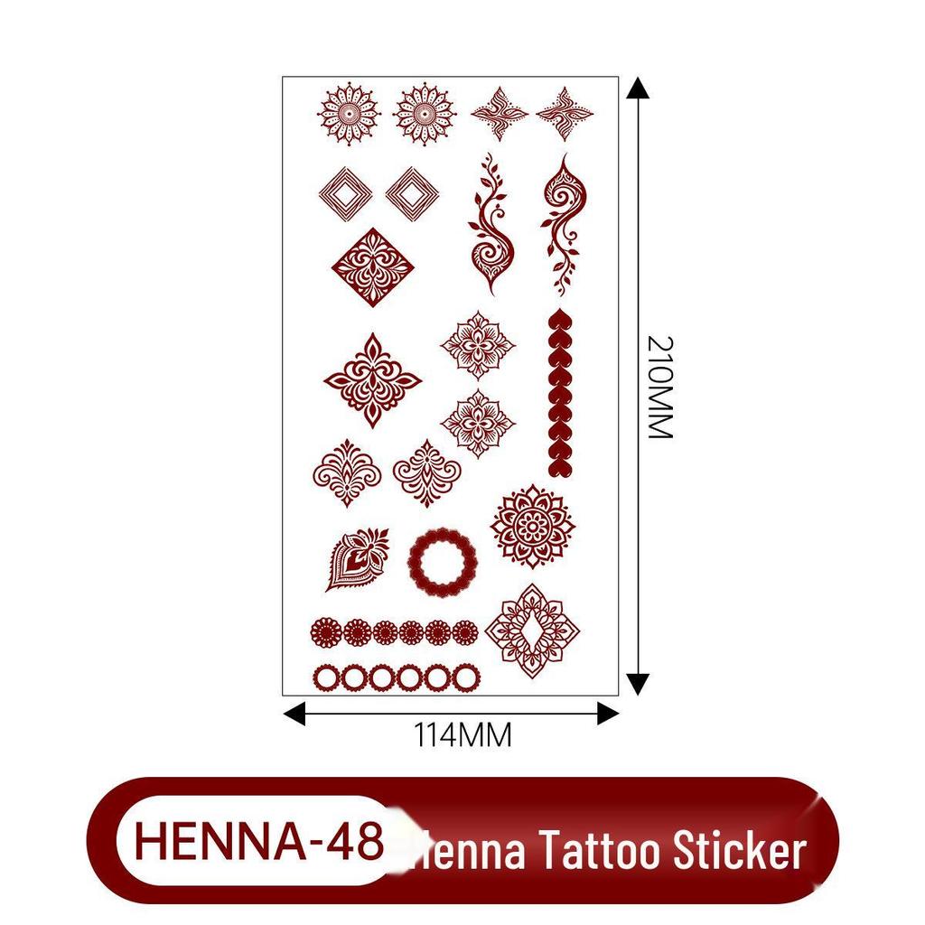 Lace Brown Waterproof Henna Flower Tattoo Stickers for Hands
