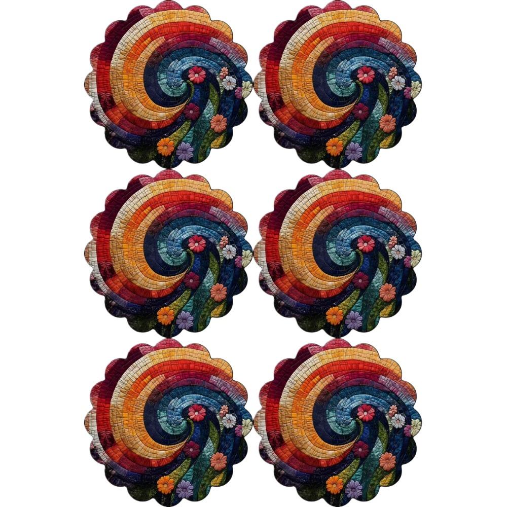 35cm Floral Print Linen Placemats 2D Printed Coaster Table Mats Bohemian Style Placemats  Kitchen