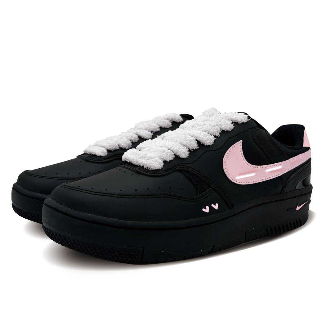 Nike Gamma Force Heart Chocolate Synthetic Leather Abrasion Resistant Low top Skateboard Shoes Women's Black HQ1674-001(team-1081)