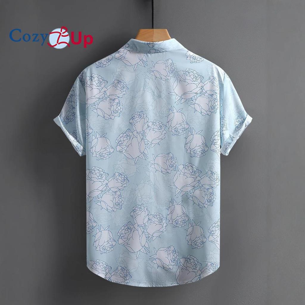Мужская рубашка с коротким рукавом, небесно-голубая, белая, розовая, повседневная, модная, гавайский отпуск, лето 2025 г., новое поступление