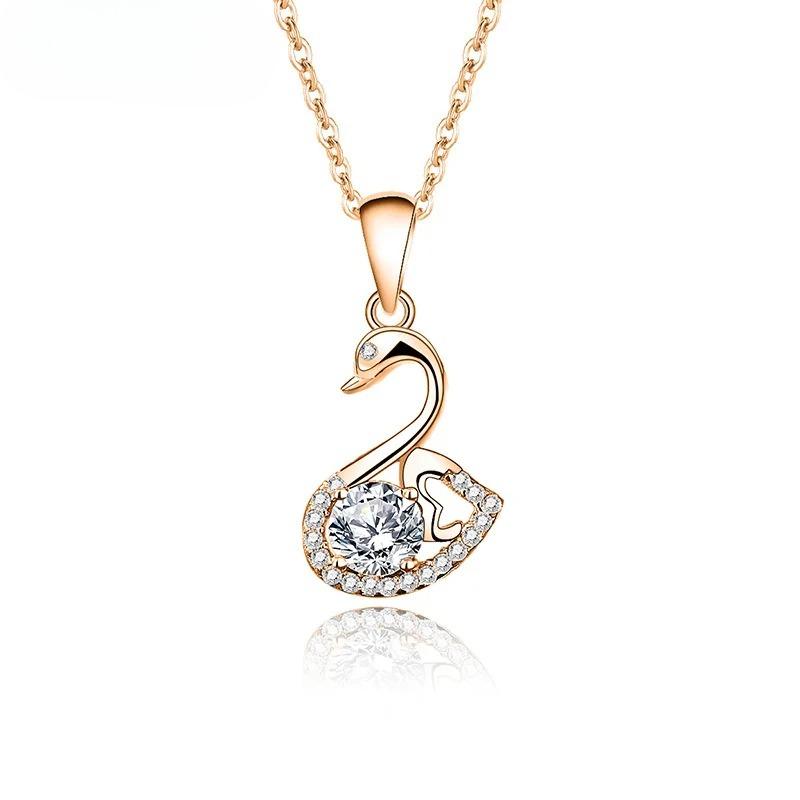 Pass Diamond Test Real Moissanite Swan Necklace Certification Silver Woman Wedding Necklace Premium Jewelry