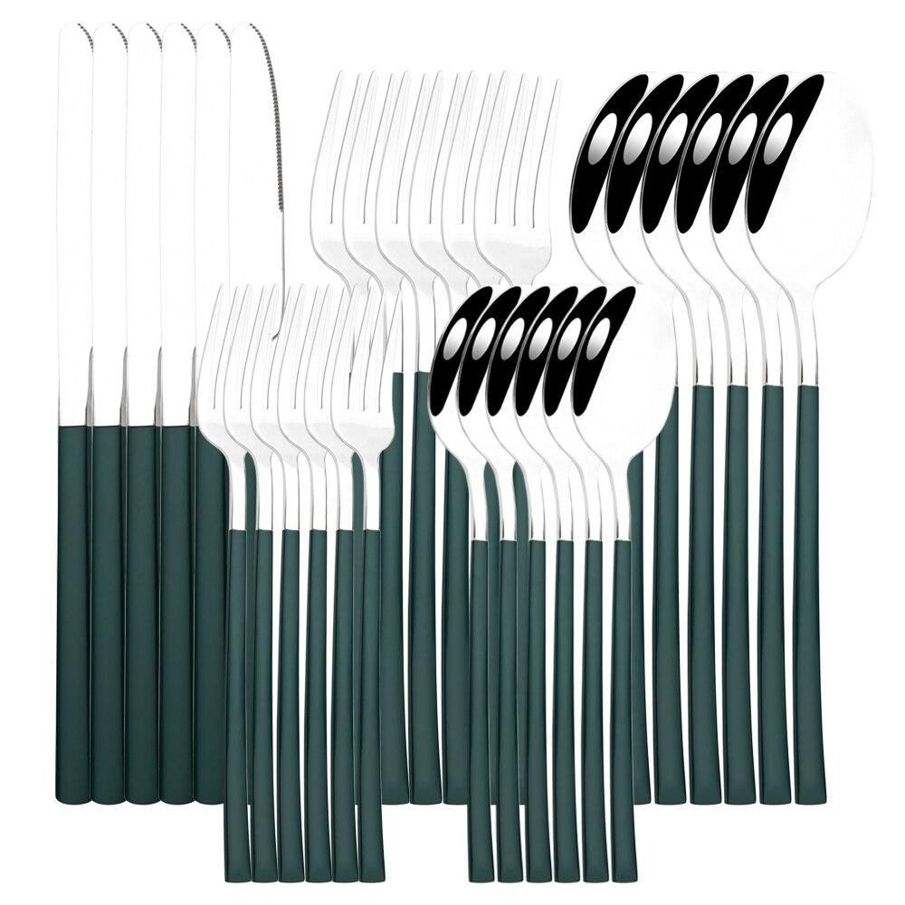 30 шт., набор столовых приборов в стиле вестерн, черное золото, набор столовых приборов из нержавеющей стали, нож, десертная вилка, ложка, набор столовых приборов, столовое серебро