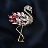 Luxury Trendy Full Rhinestone Flamingo Bird Brooches for Women Man High Grade Charm Colorful Metal Animal Brooch Pins Jewelry