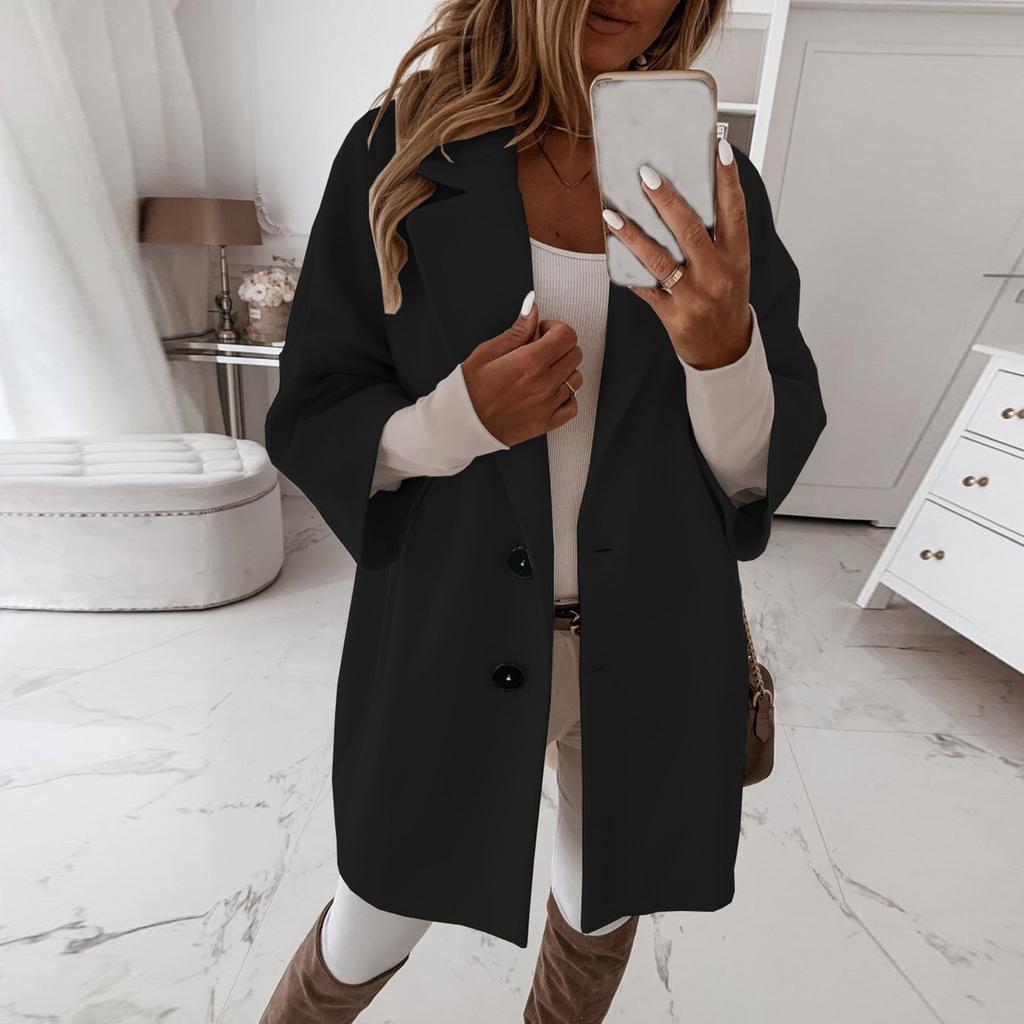 Женская Мода Свободный Повседневный И Зимний Рукав Семь Восьмых Пуговица Лацкан Карман Твидовый Пиджак