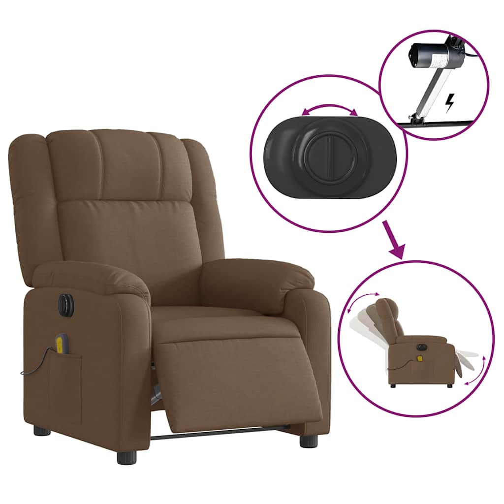 Electric Massage Chair Brown Fabric