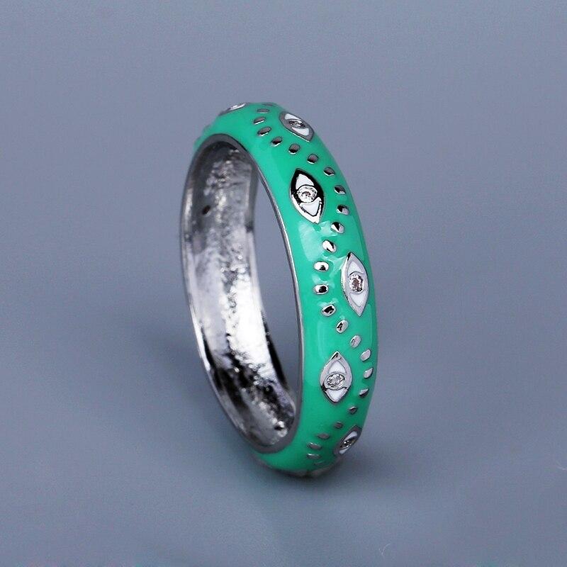 Exquisite Ring for Women's Fashion Color Enamel Plain Ring Ring Eye Shape Ring Party Jewelry Handmade Enamel Jewelry