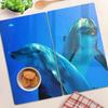 Glass Kitchen Serving Boards with Graphics of Two Dolphins 2x30x52 cm