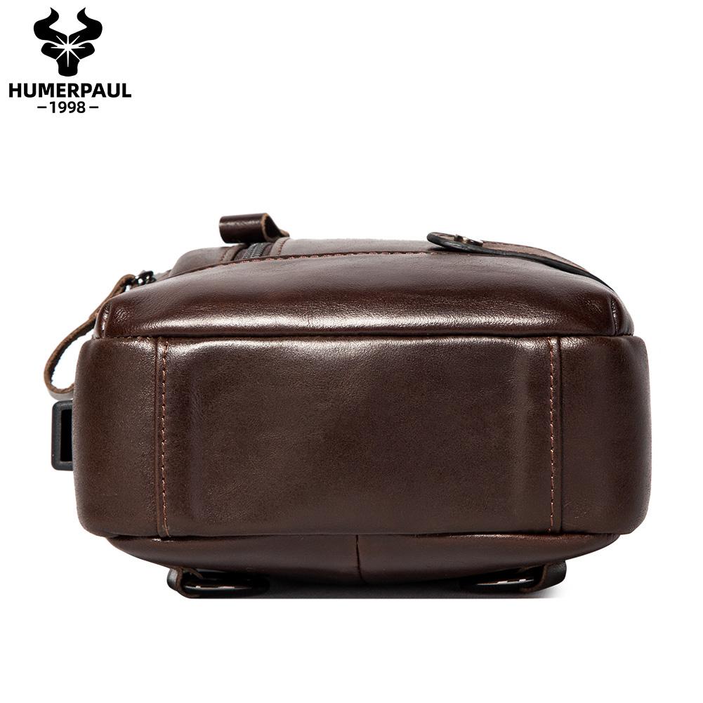 Кожаная нагрудная сумка, вместительная многофункциональная сумка-мессенджер с USB-разъемом