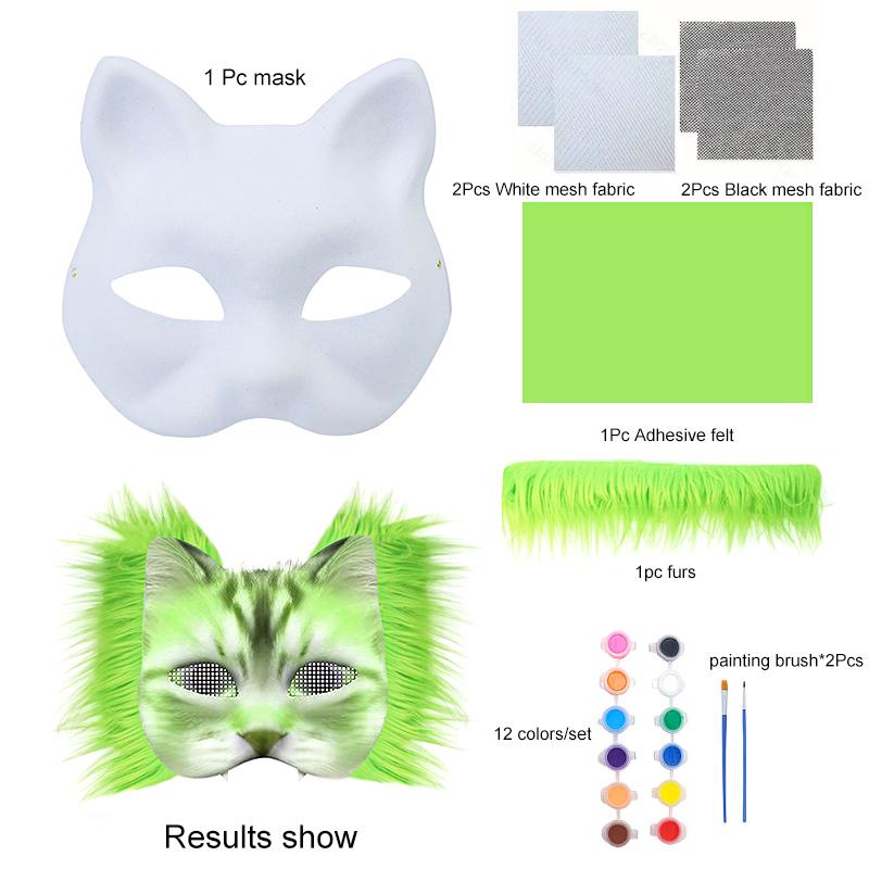 1 Набор Полуфабрикат Маска Маска Лисы Кошки Набор Масок для DIY Праздничные Принадлежности Сумка с Материалами для DIY Косплей