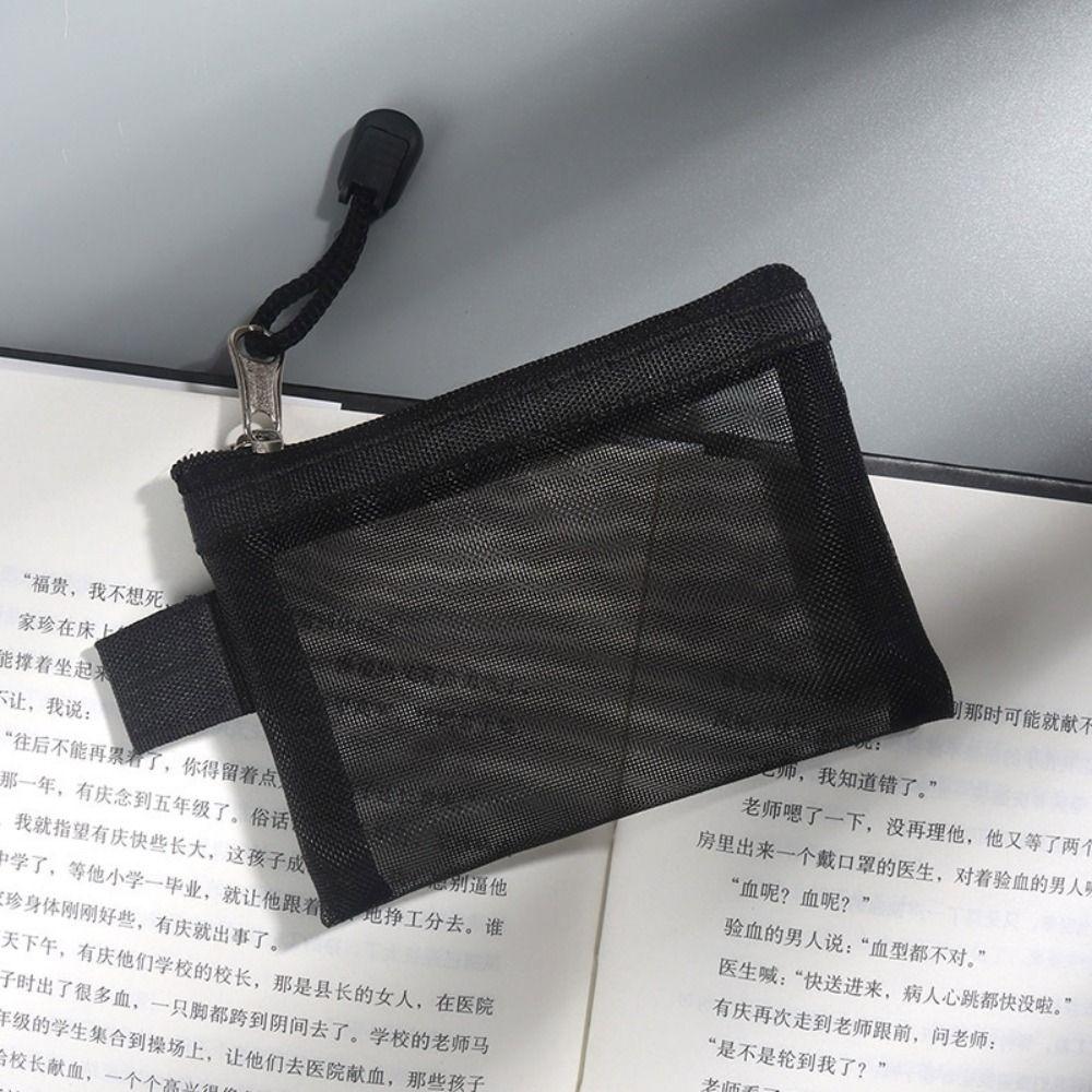 Change Storage Bag Mesh Zipper Bag Cosmetic Bag Small Item Bag Clear Mesh Bag Card Bag Data Cable Storage Bag