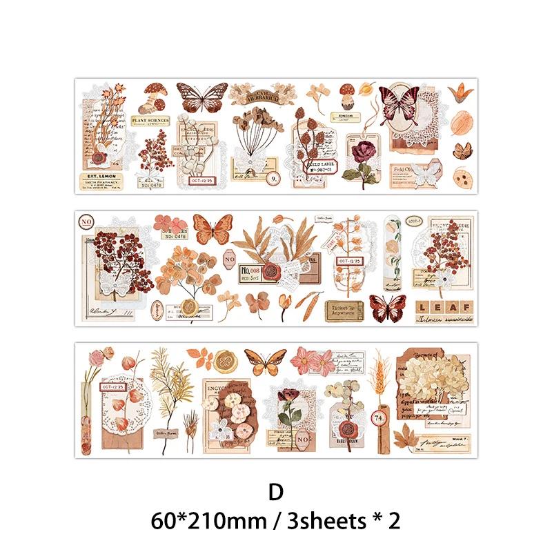 Journamm 6pcs/pack Vintage Plant Sticker Scrapbooking Materials DIY CUT Decor Junk Journal Planner Aesthetics Sticker Stationery