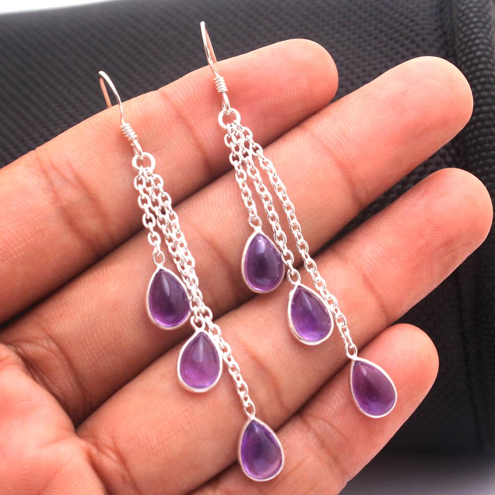 Серьга из сердолика, лабрадорита, лунного камня, аметиста, серебряная, женское украшение, серьга ручной работы из стерлингового серебра 925 пробы, подарок для нее