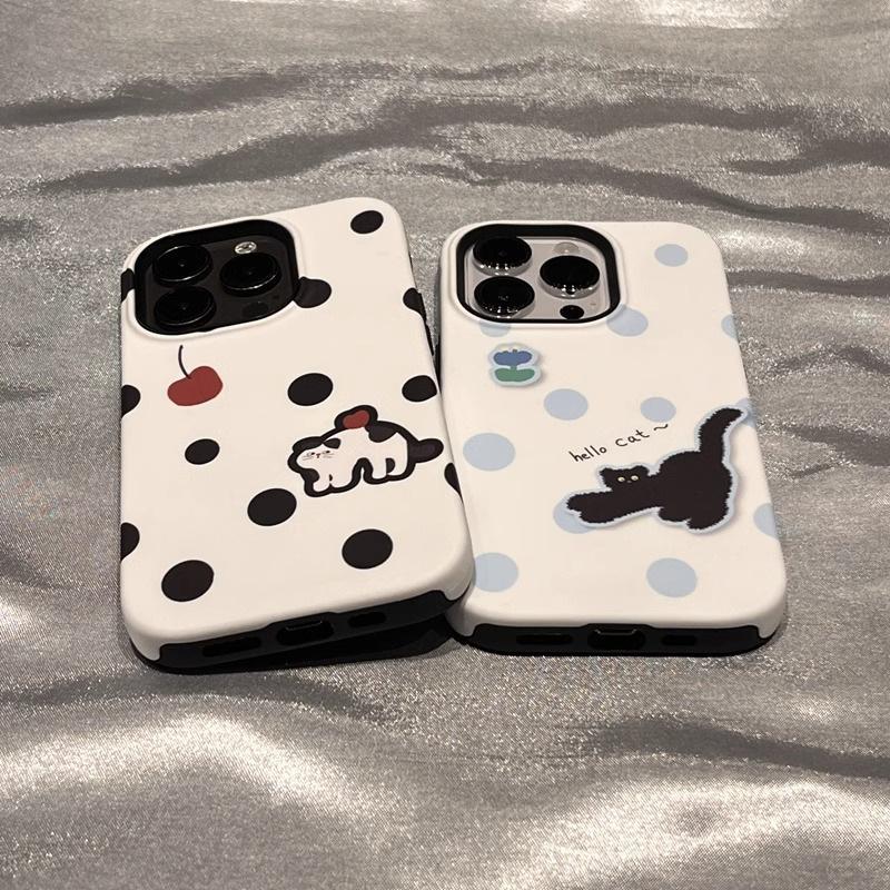Применимо к чехлу для мобильного телефона iPhone11/11promax/11/11 Filin Apple 11/11 мультяшный горошек черный кот
